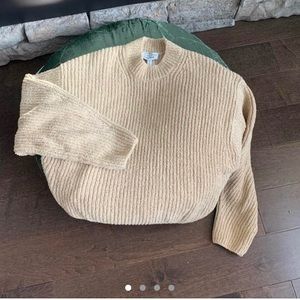 & Other Stories Beige Ribbed Turtleneck Sweater